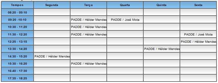 Horário PADDE