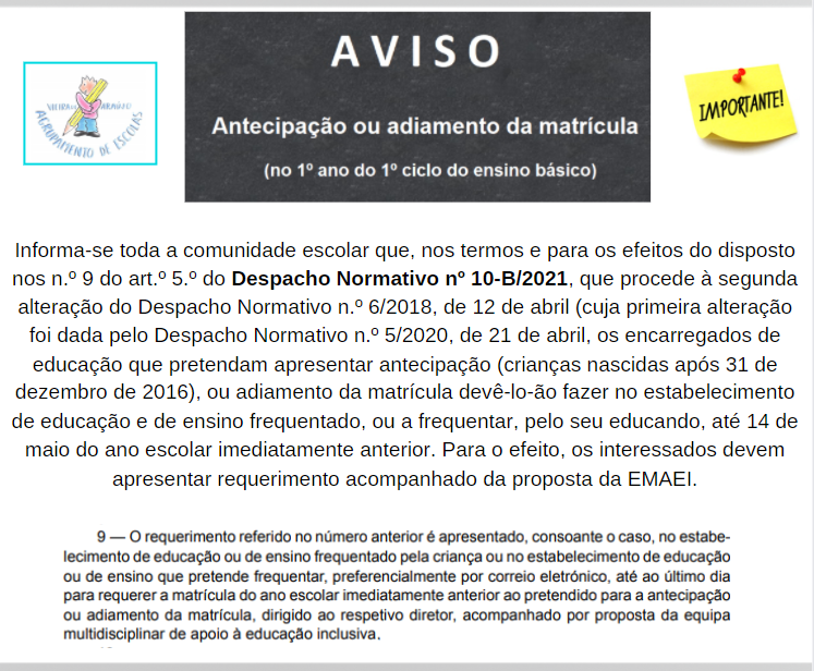 adiamento ou antecipação de matrícula